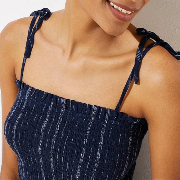 LOFT Crop Striped Crinkle Tie Tube Top xl Gemma - Picture 3 of 7